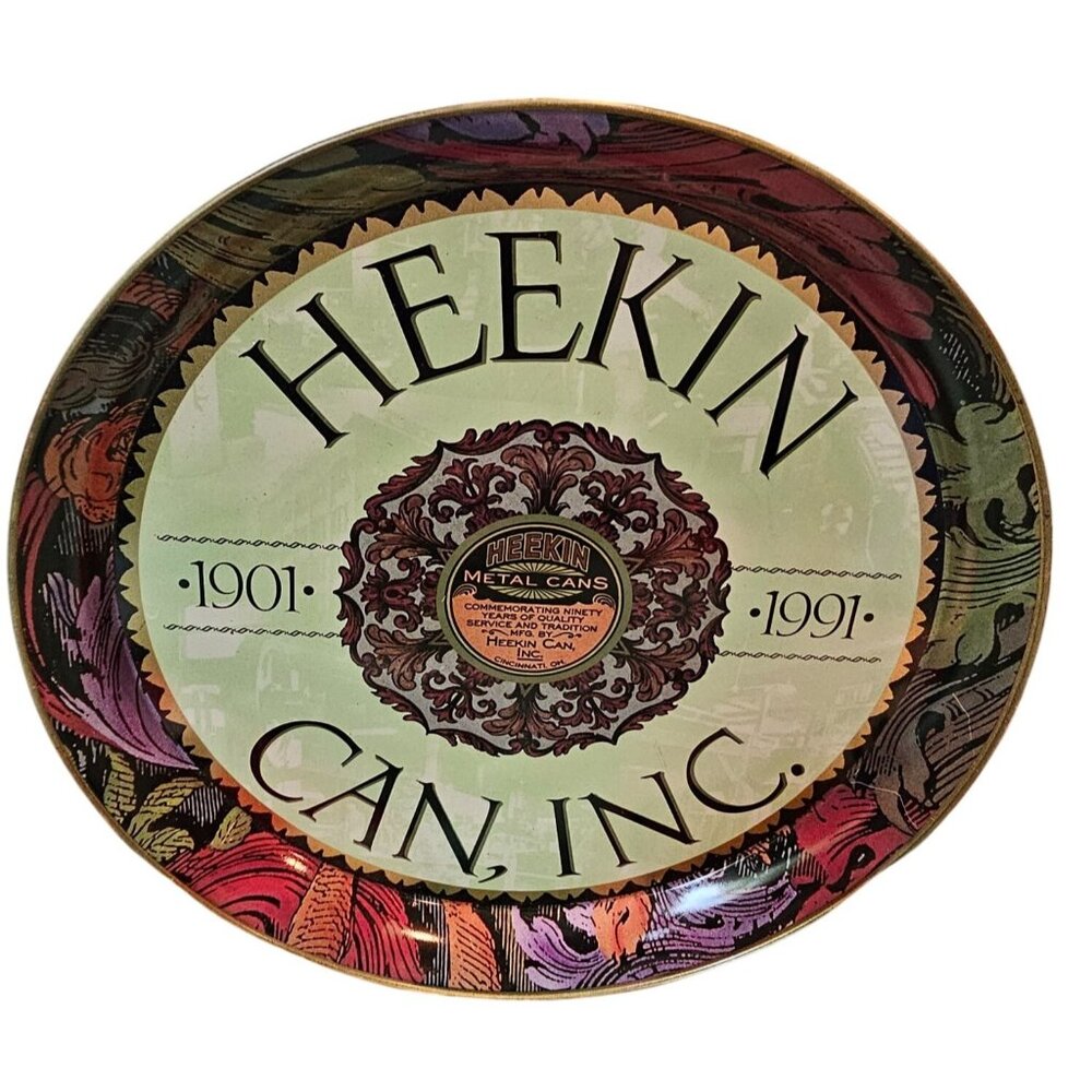 Heekin Can, Inc. Metal Tray Beer Serving Collectible 12" Vintage Colorful